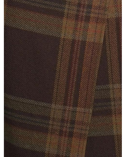 Polo Ralph Lauren Brown Plaid-Pattern Midi Skirt