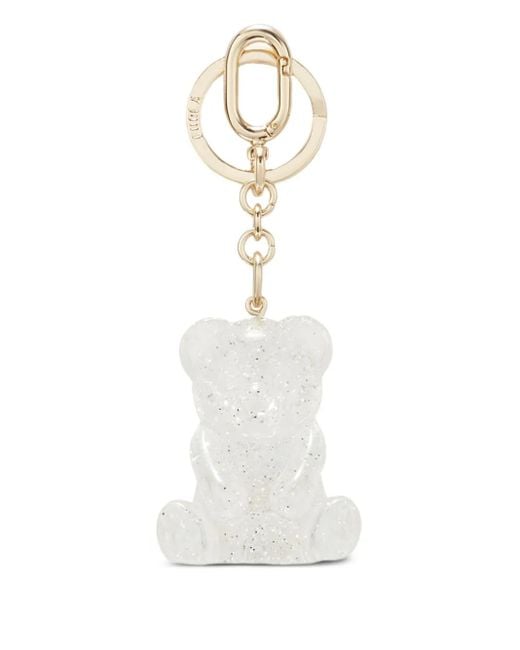 Furla White Schlüsselanhänger Mit Glitter-Bär