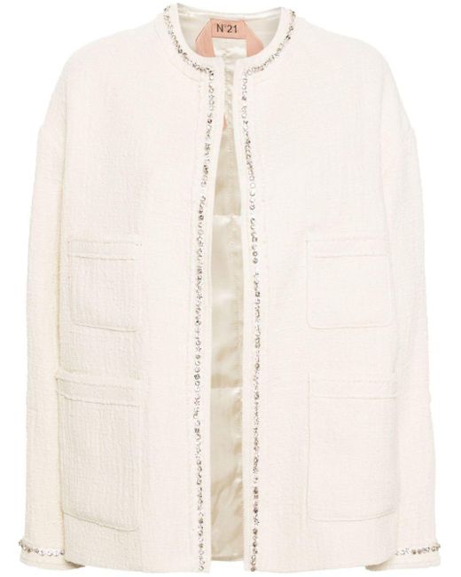 N°21 Natural Crystal-embellished Tweed Jacket
