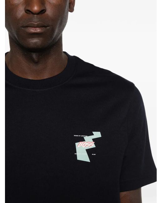 Boss Black Cotton-Jersey T-Shirt With Printed Artwork for men
