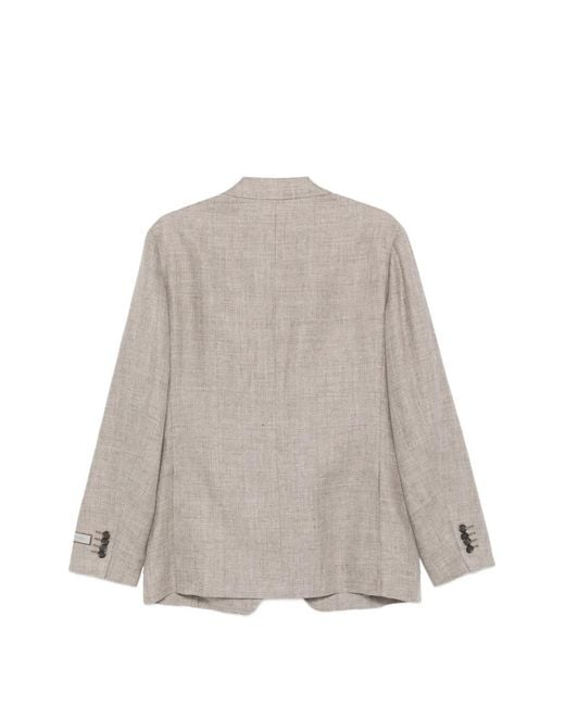 Canali Gray Button-Fastening Blaser for men