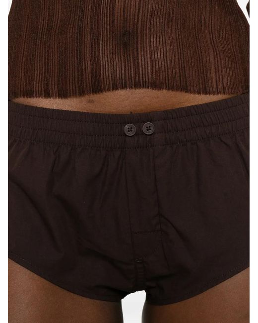 Entire studios Brown Pixie Buttoned Mini Shorts