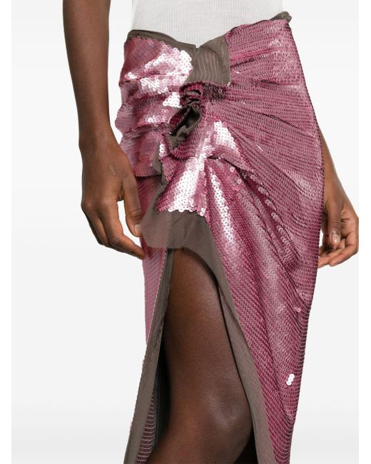 Rick Owens Purple Sequinned Asymmetric Maxi Skirt
