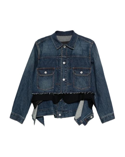 Sacai Blue Frayed Denim Jacket