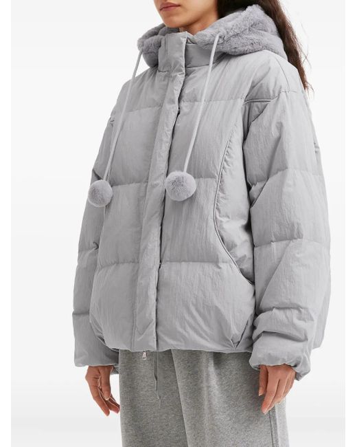 B+ AB Gray Pompom-Detail Puffet Jacket