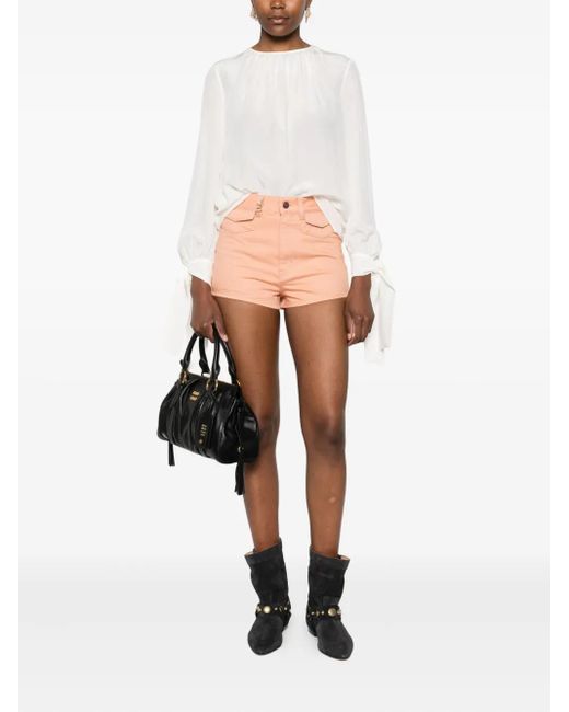 Max Mara White Tied-Cuff Blouse