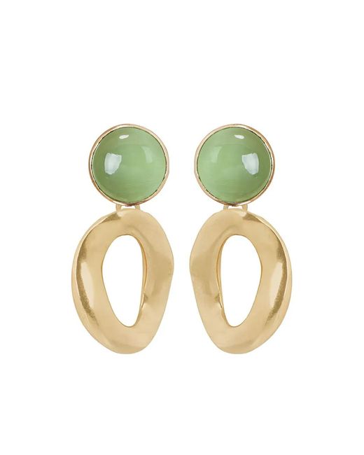Atelier Mon Green Cats Eye Oval Earrings