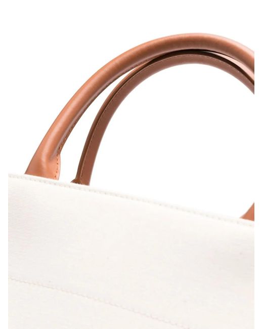 Lanvin White Logo-Print Leather Tote Bag
