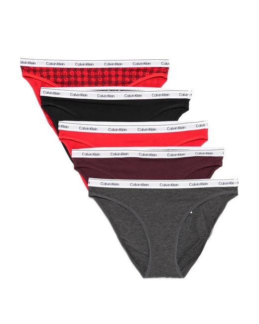 Calvin Klein Red Logo-Waistband Briefs (Pack Of Five)