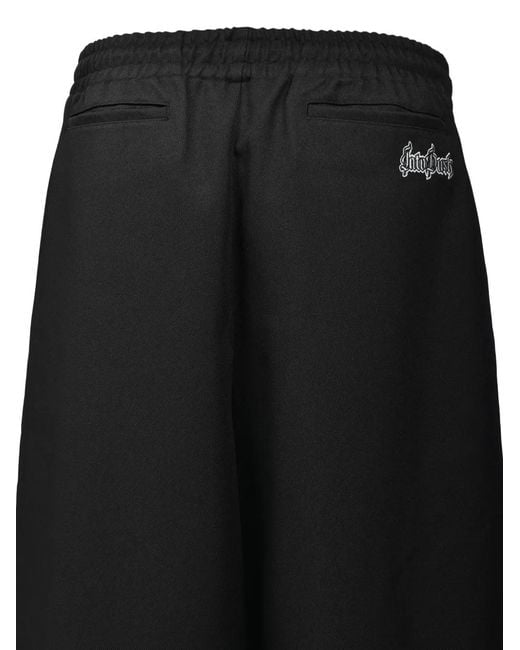 Intodusk Black Logo-Embroidered Wide-Leg Trousers for men