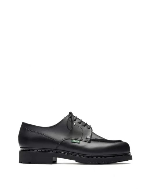 Paraboot Black Chambord Leather Derby Shoes for men
