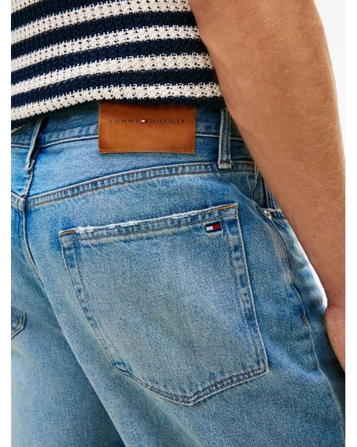 Tommy Hilfiger Blue Jean Droit Harlem À Effet Usé for men