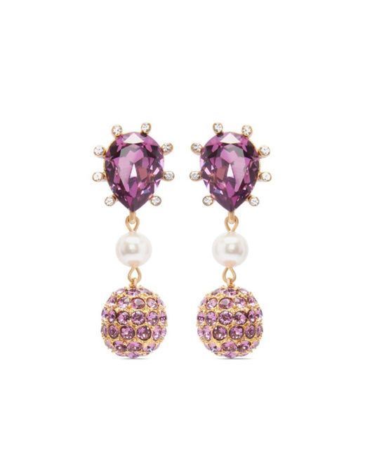 Oscar de la Renta Pink Cactus Pearl-embellished Drop Earrings