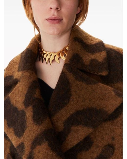 Nina Ricci Brown Leopard-jacquard Wool-blend Coat