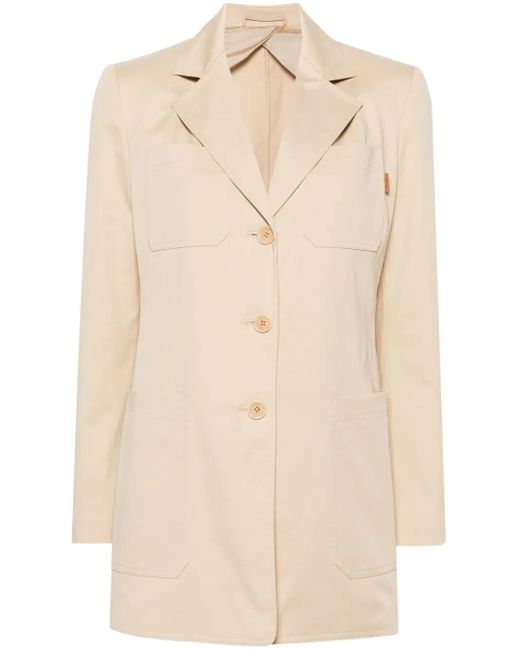 Max Mara Blazer Met Enkele Rij Knopen En Gekerfde Revers in het Natural