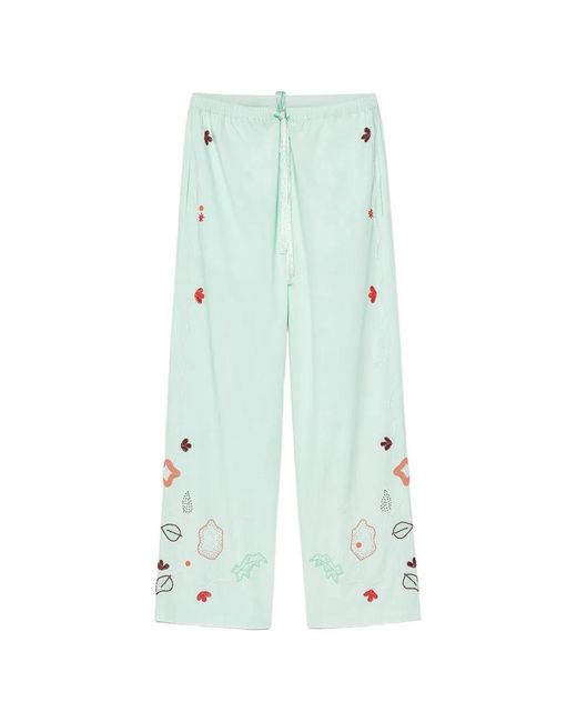 Forte_forte Blue Embroidered Drawstring-Waist Trousers