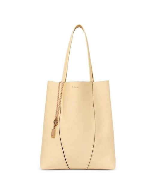 Chloé Natural Sac Cabas Spin En Cuir