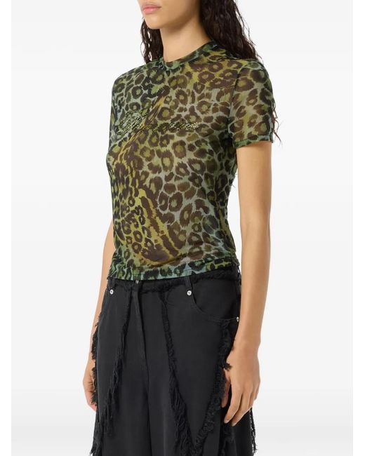 Blumarine Green Animal-Pattern Blouse