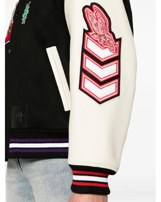 Lanvin Black Logo-Patch Varsity Jacket for men