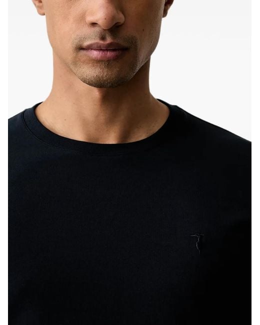 Trussardi Black Embroidered Long-Sleeve T-Shirt for men