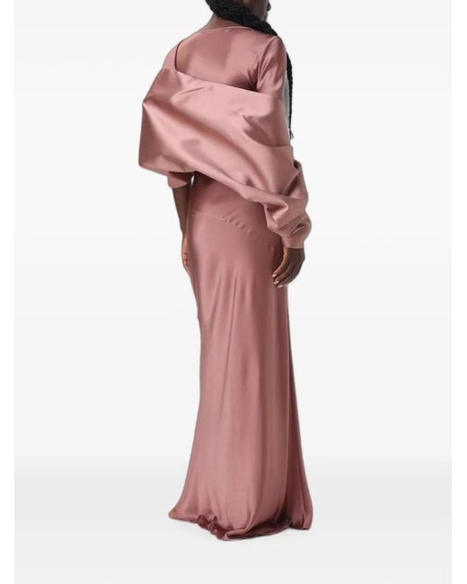 Alberta Ferretti Pink Draped Satin-Finish Jacket