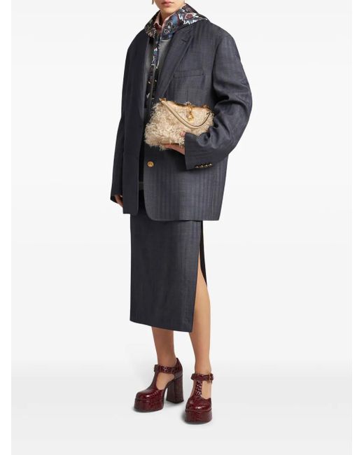 Etro Blue Logo-Engraved Buttons Oversized Jacket