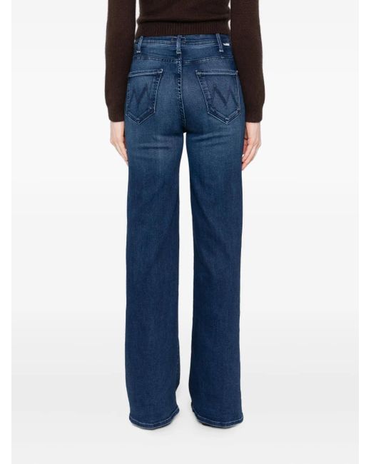 Mother Blue The Hustler Roller Sneak Wash-Effect Jeans