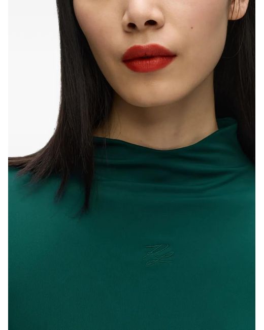 Karl Lagerfeld Green Mock-Neck Long-Sleeved Top