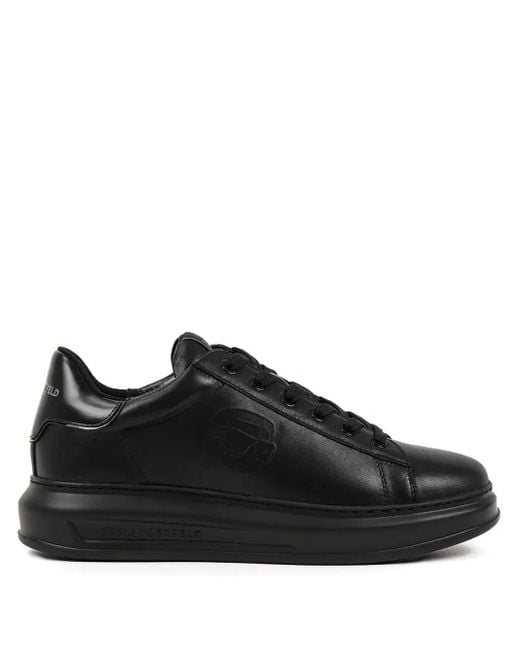Karl Lagerfeld Black Kapri Logo-Embossed Sneakers for men