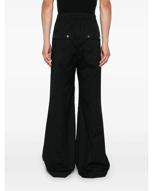 Rick Owens Black Organic Cotton Drawstring Trousers for men