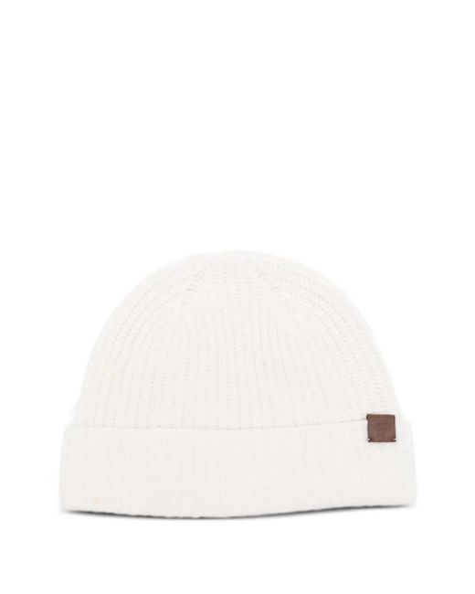 Gorro con parche de cuero Eleventy de hombre de color White