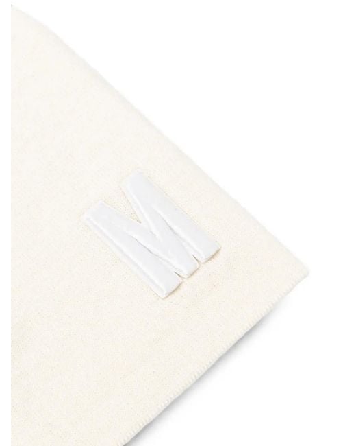 Moschino White Logo-Patch Beanie Hat