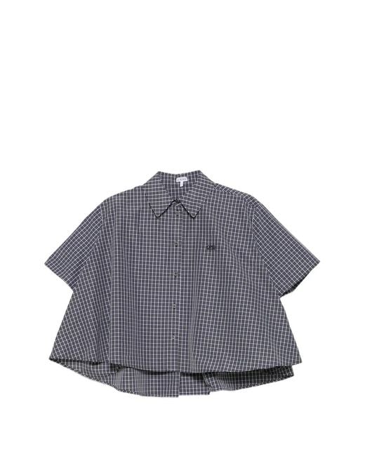 Loewe Gray Check-Pattern Cropped Shirt