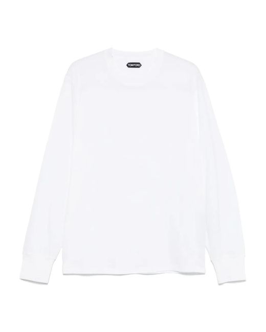 Tom Ford White Long-Sleeve Crew Neck T-Shirt for men