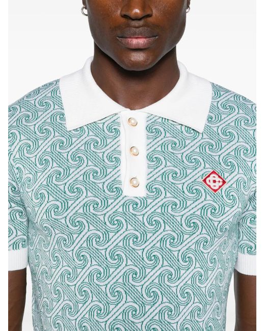 Casablanca Blue Jacquard Polo For for men