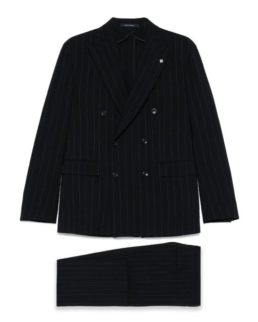 Tagliatore Black Pinstriped Suit for men