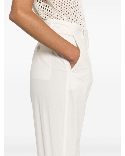 Aspesi White Cotton Pleat-detail Tapered Trousers