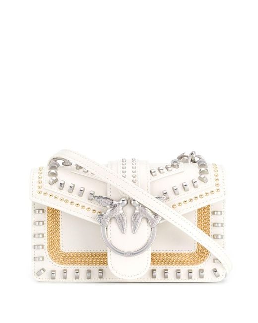 Pinko Love Mini Mix Studs Crossbody Bag Grigio Argento in White | Lyst  Australia