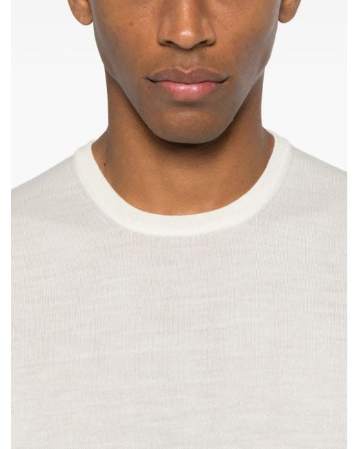GIUUNO White Long-Sleeve Crewneck Sweater for men