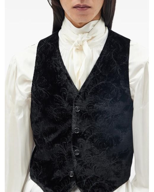 Ann Demeulemeester Black Kaare Paisley-Embroidered Velvet Waistcoat for men