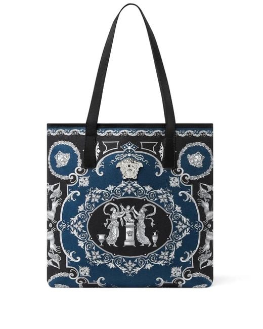 Versace Blue La Medusa Cotton Tote Bag