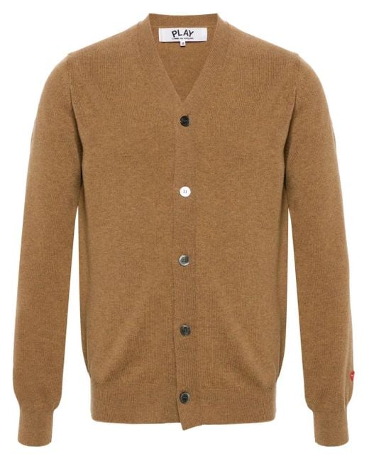 COMME DES GARÇONS PLAY Brown Heart-Patch Wool Cardigan