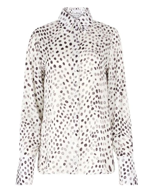 Nina Ricci White Polka-Dot Bell-Cuffs Shirt