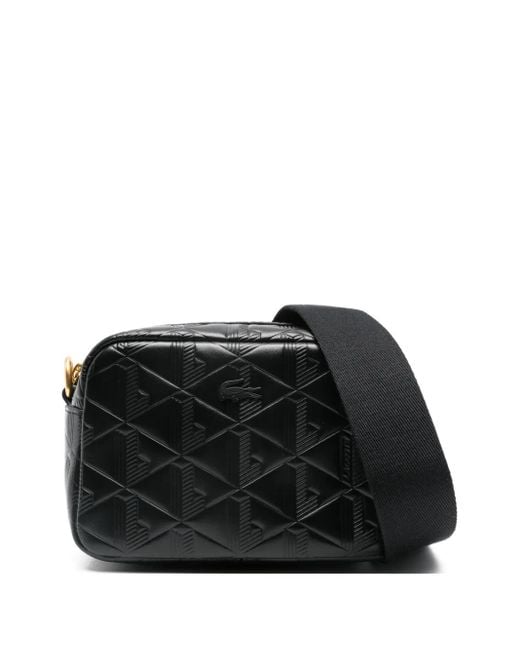 Lacoste Black Small Maheki Embossed Shoulder Bag