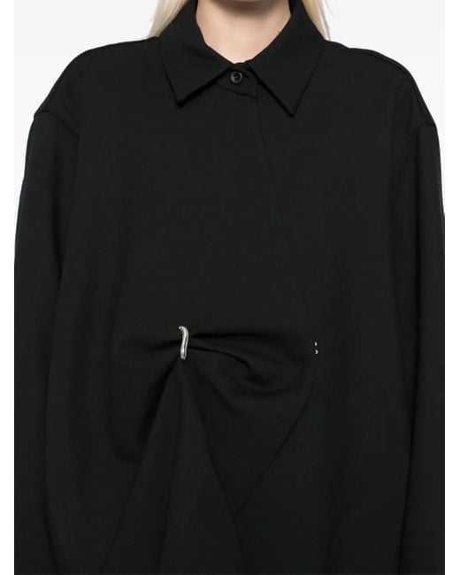 JNBY Black Oversized Wool-Blend Buttoned Shirt Jacket
