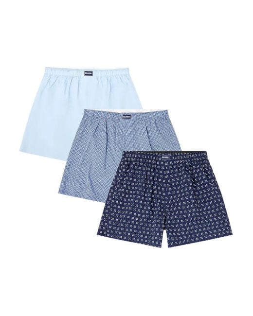 DIESEL Blue Three-Pack Of Cotton Boxers With All-Over Print for men