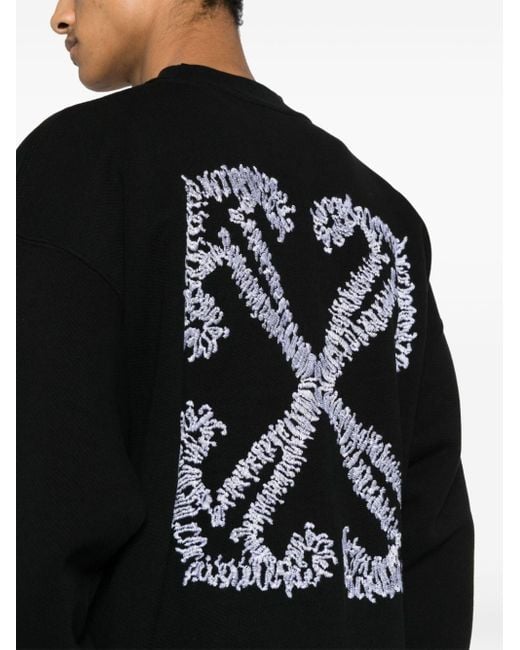 Off-White c/o Virgil Abloh Katoenen Sweater Met Geborduurd Logo in het Black voor heren