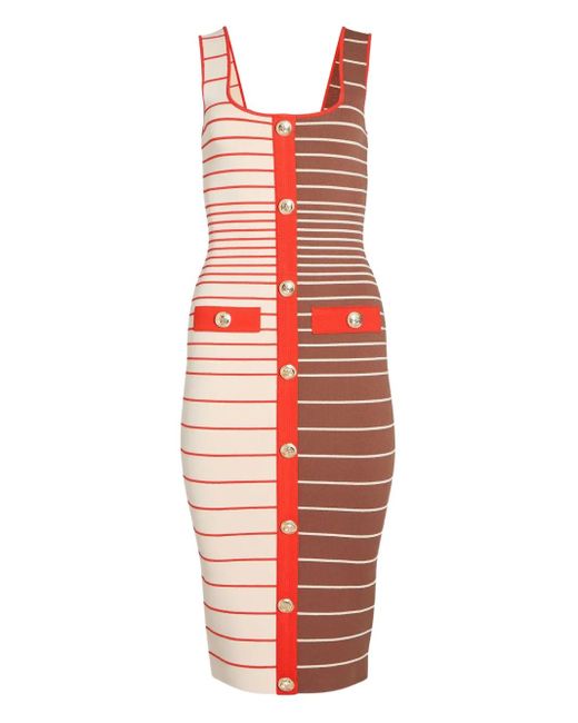Vestido midi Lyle a rayas retroféte de color Red