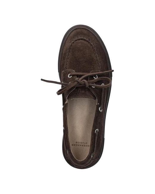 COPENHAGEN Brown Cph177 Lace-Up Suede Boat Shoes