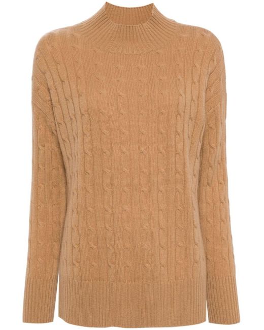 N.Peal Cashmere Brown Esme Cable-knit Jumper